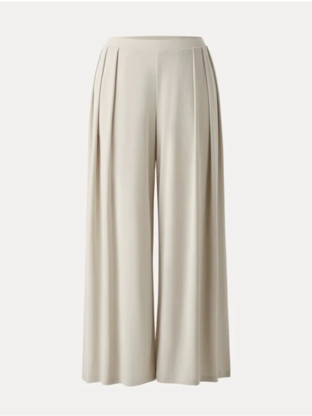 OGL Wide-Leg Pleated Palazzo Pants in Light Beige
